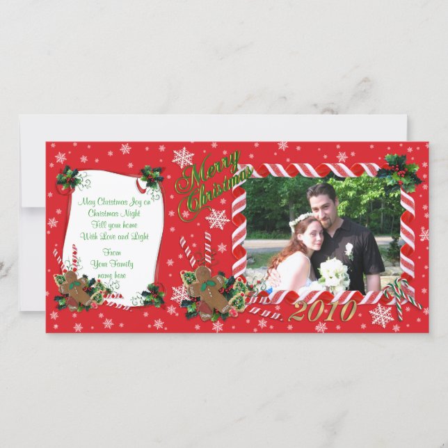 Merry Christmas Photo card candy canes frame (Front)