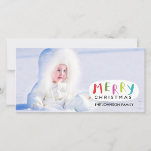 Merry Christmas Photo Card   Hand Lettered