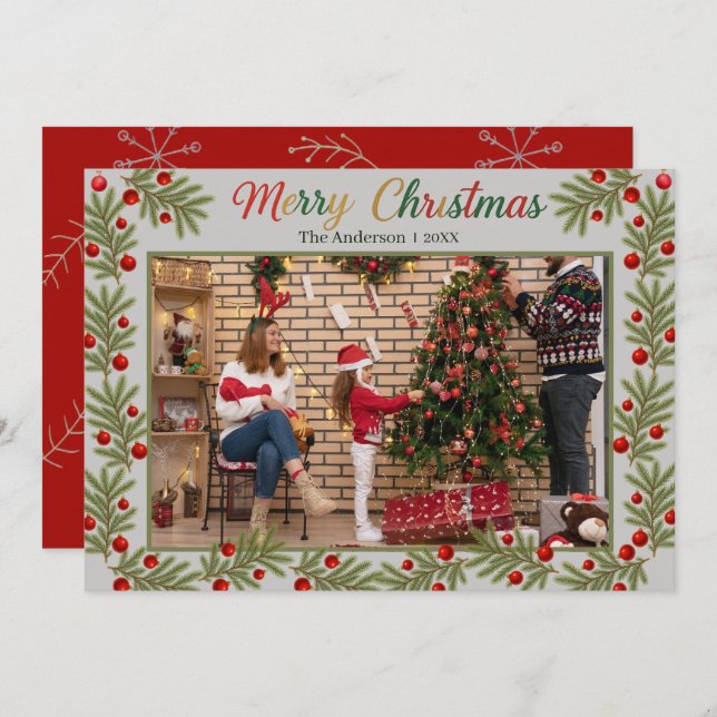 Merry Christmas Photo Card – Personalized Holiday  (Front/Back)