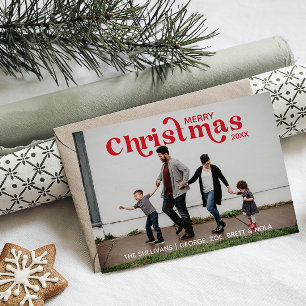 Merry Christmas Photo Card- Red Invitation