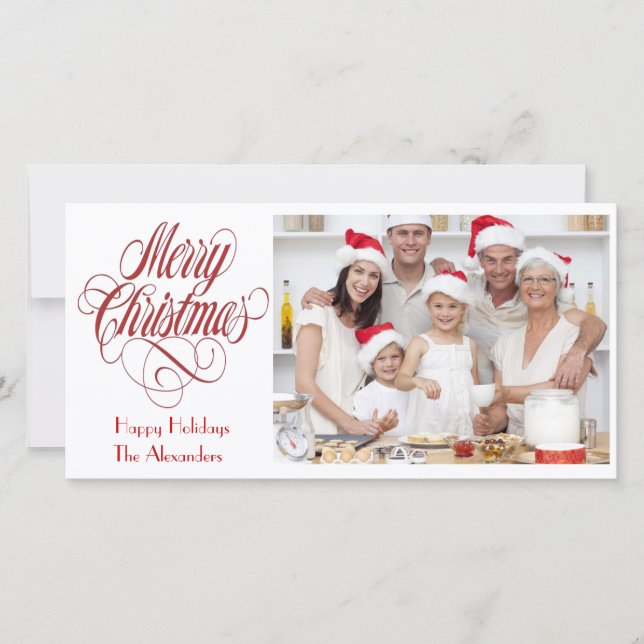 Merry Christmas Photo Card Template Insert Picture (Front)