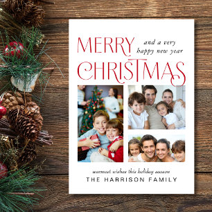 Merry Christmas Photo Card Three Picture Collage