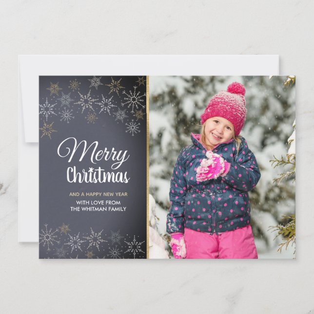 Merry Christmas Photo Charcoal Holiday Card (Front)
