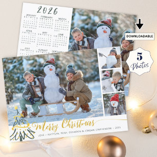 Merry Christmas Photo Collage 2026 Calendar  Holiday Card