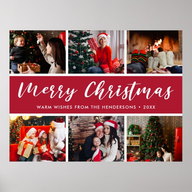 Merry Christmas Photo Collage Calligraphy Poster (Front)