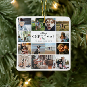 Merry Christmas Photo Collage Ceramic Ornament