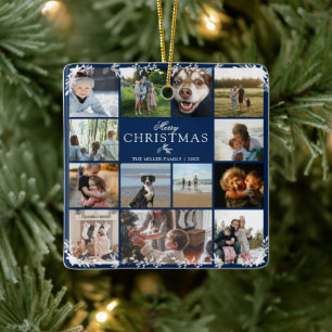 Merry Christmas Photo Collage Ceramic Ornament