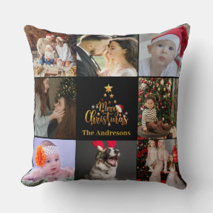 Merry Christmas Photo Collage Cushion