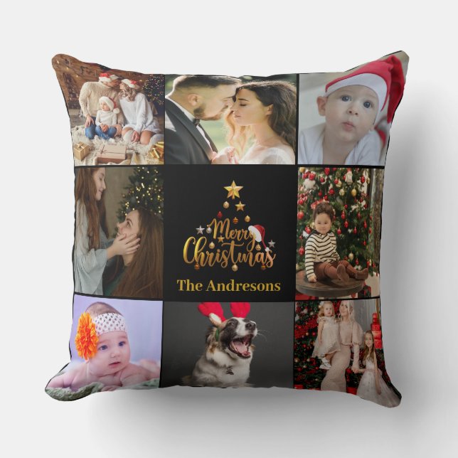 Merry Christmas Photo Collage  Cushion (Front)