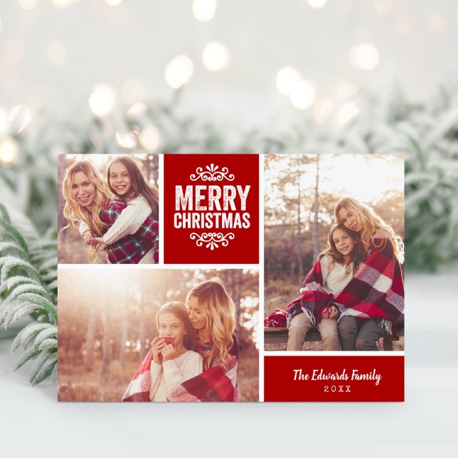 Merry Christmas Photo Collage Greeting Card (Creator Uploaded)