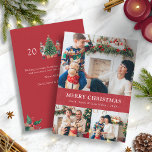 Merry Christmas Photo Collage Holiday Card<br><div class="desc">This cute and unique Merry Christmas photo card features a photo collage of 3 photos on the front and text for personalising. The back includes a hand-painted watercolor nutcracker toy soldiers around a beautiful tree with text for adding a custom message. Find matching items in the Christmas Holiday Nutcracker Collection....</div>