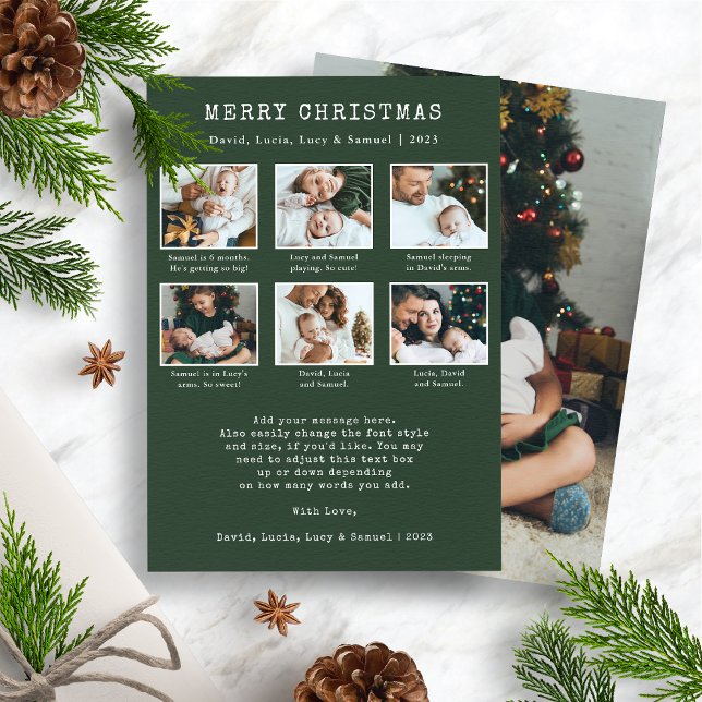Merry Christmas Photo Collage Holiday Card (Merry Christmas Photo Collage Holiday Card - Green and White)