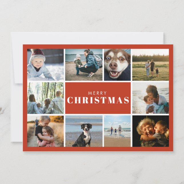 Merry Christmas Photo Collage  Holiday Card (Front)