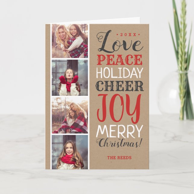 Merry Christmas Photo Collage Holiday Card (Front)