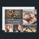 Merry Christmas, Photo Collage, Modern Script Holiday Card<br><div class="desc">Your beautiful family photos deserve to be shared during this time of year as you send warm wishes. Customise this modern design & personalise with your family greeting. Find the other pieces from the collection.</div>