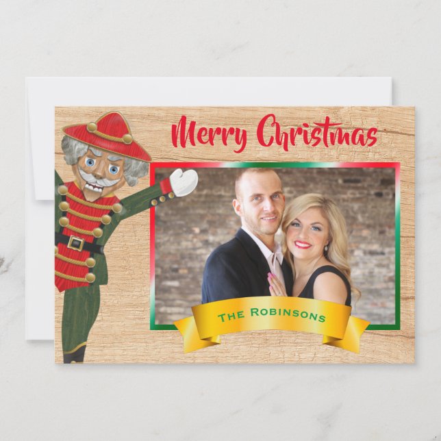 Merry Christmas Photo Collage Nutcracker Greeting Holiday Card (Front)