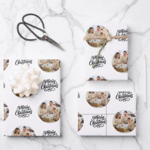Merry Christmas Photo Collage Personalized Wrapping Paper Sheet