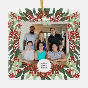 Merry Christmas Photo Custom Logo Corporate Ceramic Ornament