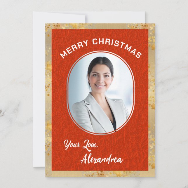 Merry Christmas Photo Elegant Classic Script  Card (Front)