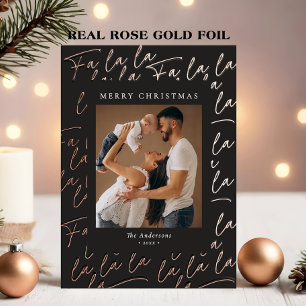 Merry Christmas Photo Elegant Real Rose Gold Foil Holiday Card