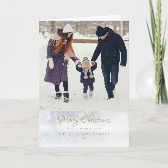 Merry Christmas Photo Elegant Winter Frost Holiday Card (Front)