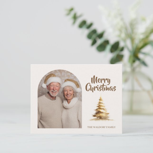 Merry Christmas Photo Family | Custom Holiday  Postcard (Standing Front)