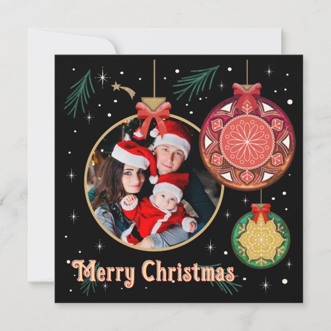 Merry Christmas Photo Family Friends Personalise Holiday Card (Front)