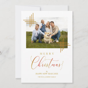 Merry Christmas Photo Family Minimalist Golden Card