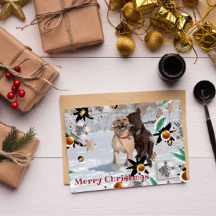 Merry Christmas Photo Family Pet Playful Card