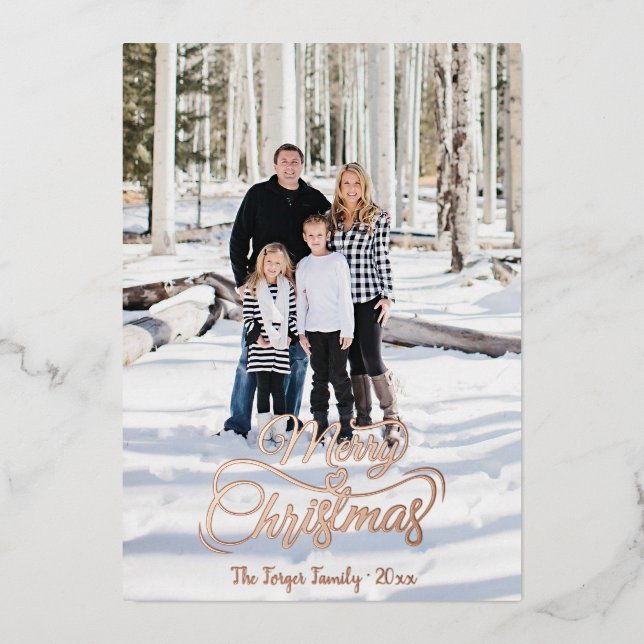 Merry Christmas Photo Foil Holiday Card (Front)