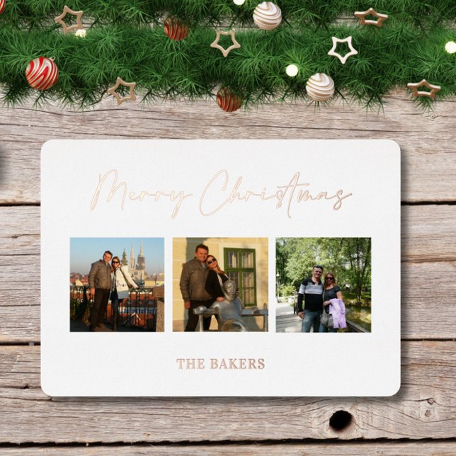 Merry Christmas Photo  Foil Holiday Card (Creator Uploaded)