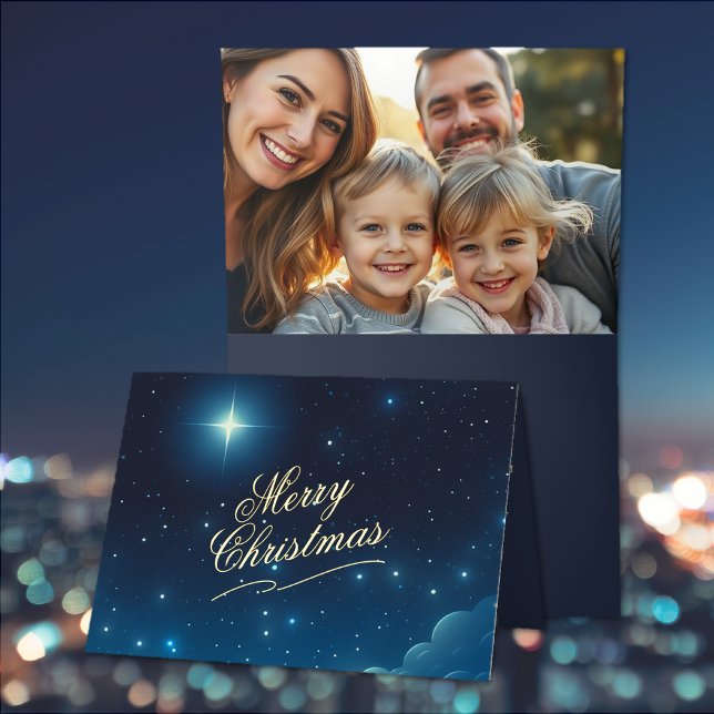Merry Christmas Photo Folded Foil Greeting Card (Merry Christmas Photo Folded Foil Greeting Card (front and inside of card))