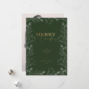 Merry Christmas Photo Gold Calligraphy Card