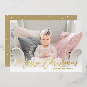 Merry Christmas Photo Gold Foil Holiday Card