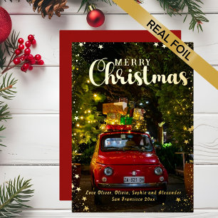 Merry Christmas Photo Greeting Real Foil Holiday Card