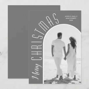 Merry Christmas Photo Grey Holiday Card