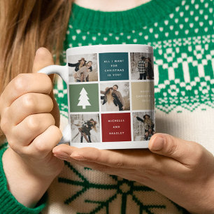 Merry Christmas Photo Grid Couples Coffee Mug