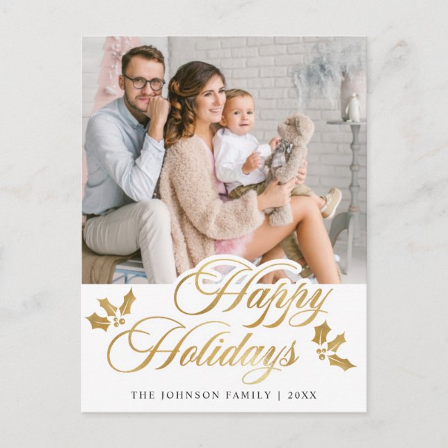 Merry Christmas PHOTO Happy Holidays Greeting Postcard (Front)