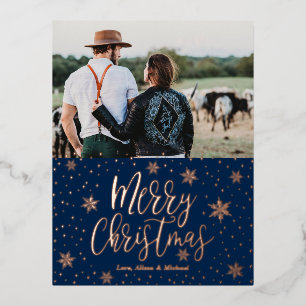 Merry Christmas   Photo Hoilday Greeting Foil Holiday Postcard