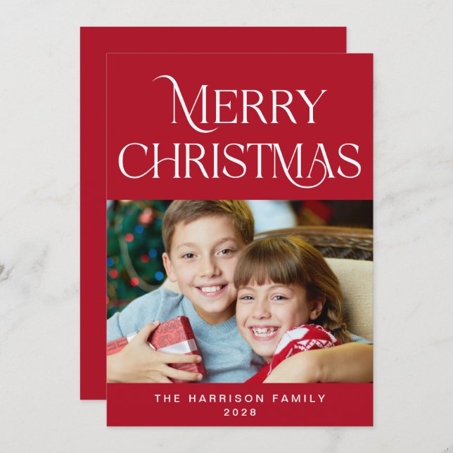 Merry Christmas Photo Holiday Card (Front/Back)