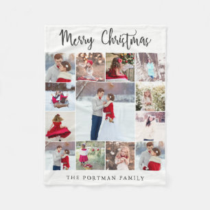 Merry Christmas Photo Holiday Fleece Blanket