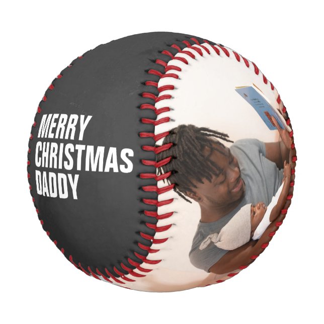 Merry Christmas Photo Holiday Gift Personalised Baseball (Angled)