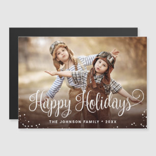 Merry Christmas PHOTO Holiday Magnetic Card