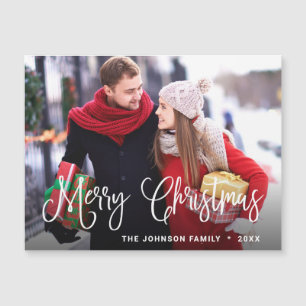 Merry Christmas PHOTO Holiday Magnetic Card