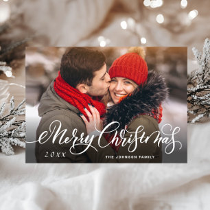 Merry Christmas PHOTO Holiday Magnetic Card