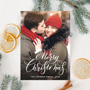 Merry Christmas PHOTO Holiday Magnetic Card