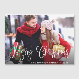 Merry Christmas PHOTO Holiday Magnetic Card