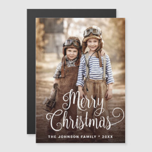 Merry Christmas PHOTO Holiday Magnetic Card