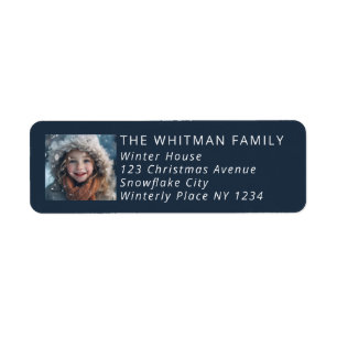 Merry Christmas Photo Holiday Navy Return Address