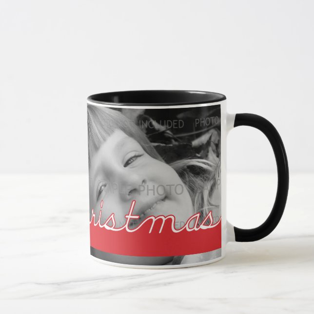 Merry Christmas Photo Holiday Red White Fun Mug (Right)